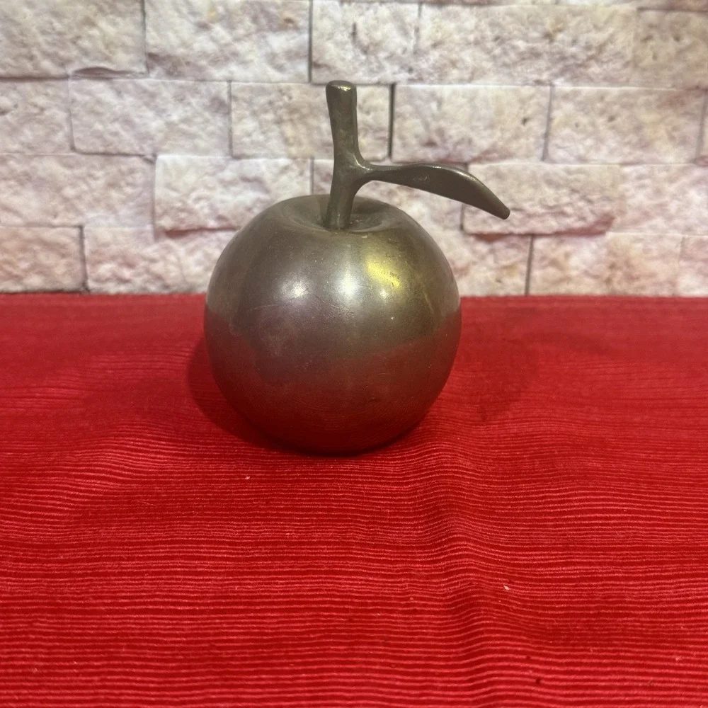 Vintage‎ Brass Bell Apple with Stem & Leaf Shape 3